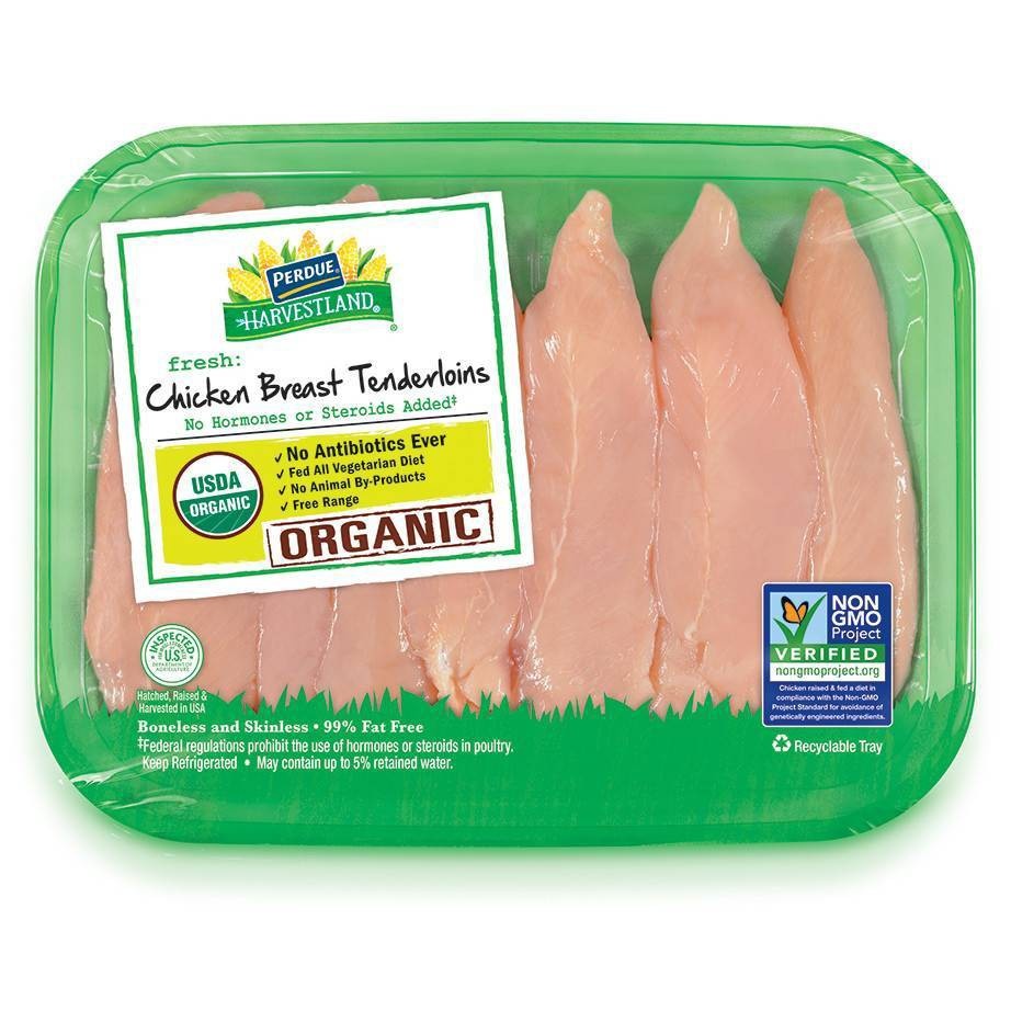 slide 1 of 3, Perdue Harvestland Organic Chicken Breast Tenders, per lb