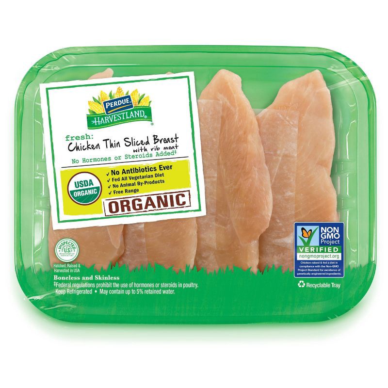 slide 1 of 1, Perdue Harvestland Organic Thin Sliced Chicken Breast - 0.8-1.45lbs, per lb