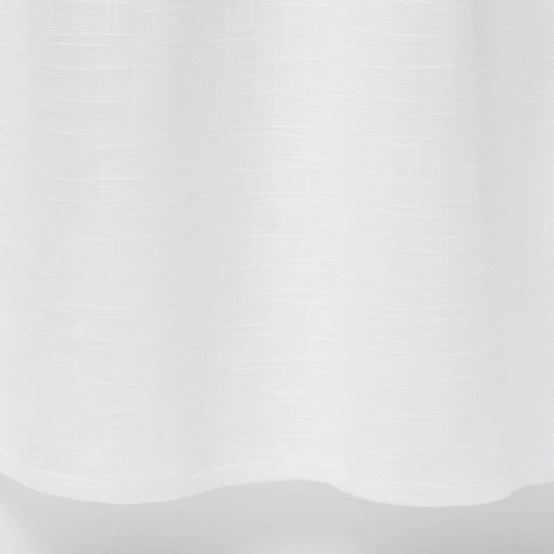 slide 4 of 4, Woven Shower Curtain White - Threshold™: Cotton Fabric, Buttonhole Top, Machine Washable, 1 ct