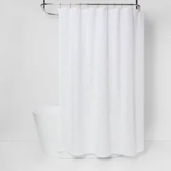 Woven Shower Curtain White - Threshold™: Cotton Fabric, Buttonhole Top, Machine Washable