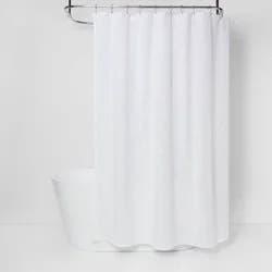 Woven Shower Curtain White - Threshold™: Cotton Fabric, Buttonhole Top, Machine Washable