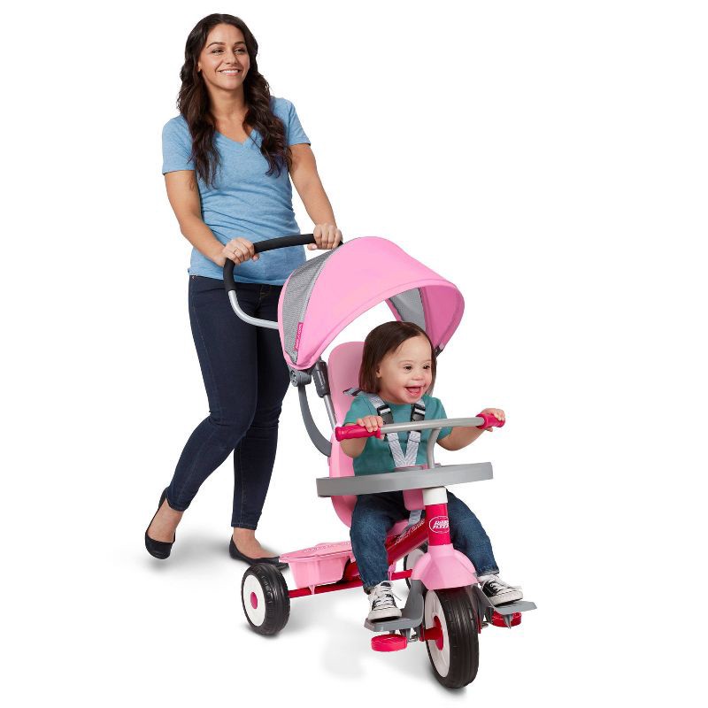 slide 3 of 25, Radio Flyer 4-in-1 Stroll 'N Trike - Pink: Steel Frame, Adjustable Seat, EVA Tires, 1 ct