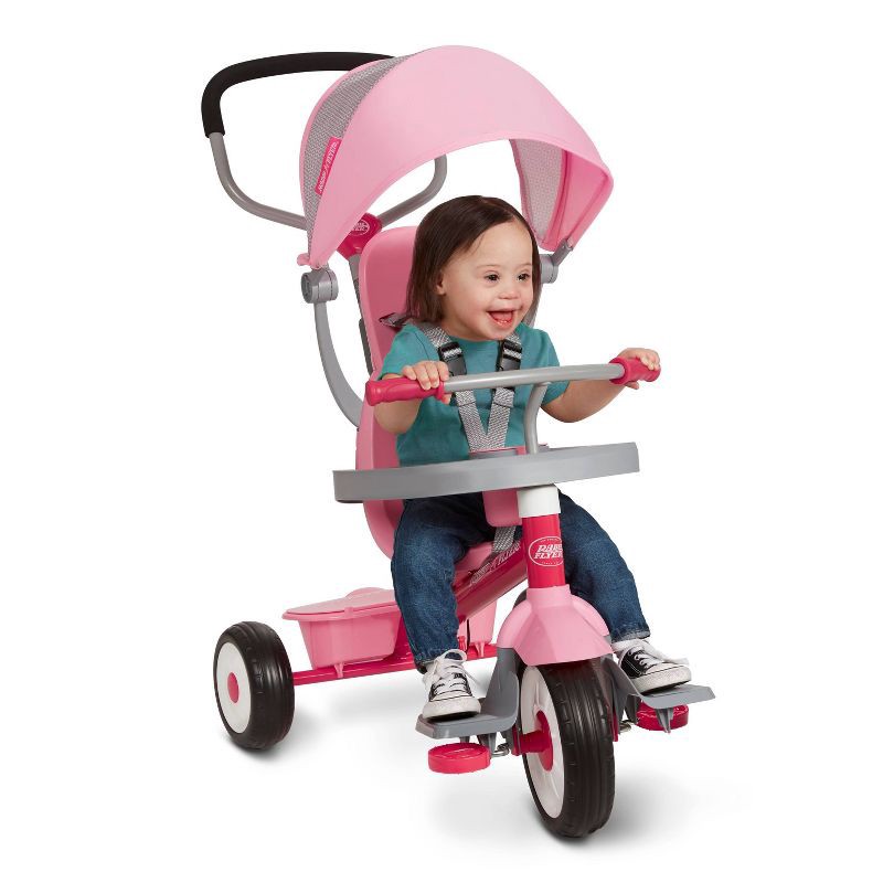 slide 14 of 25, Radio Flyer 4-in-1 Stroll 'N Trike - Pink: Steel Frame, Adjustable Seat, EVA Tires, 1 ct