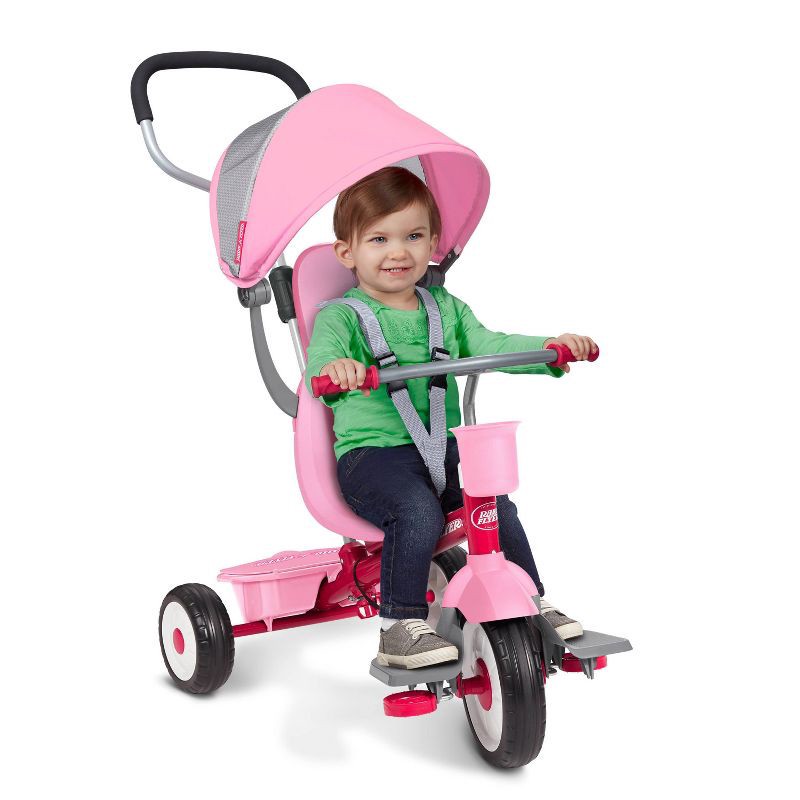 slide 15 of 25, Radio Flyer 4-in-1 Stroll 'N Trike - Pink: Steel Frame, Adjustable Seat, EVA Tires, 1 ct