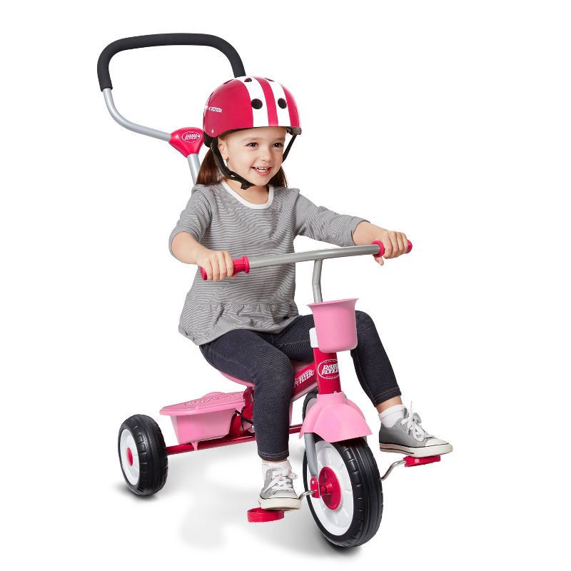 slide 17 of 25, Radio Flyer 4-in-1 Stroll 'N Trike - Pink: Steel Frame, Adjustable Seat, EVA Tires, 1 ct