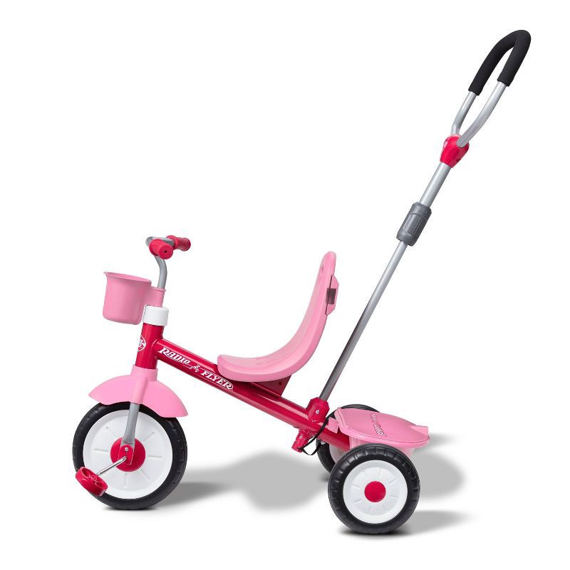 slide 21 of 25, Radio Flyer 4-in-1 Stroll 'N Trike - Pink: Steel Frame, Adjustable Seat, EVA Tires, 1 ct