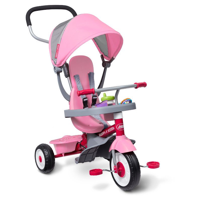 slide 23 of 25, Radio Flyer 4-in-1 Stroll 'N Trike - Pink: Steel Frame, Adjustable Seat, EVA Tires, 1 ct