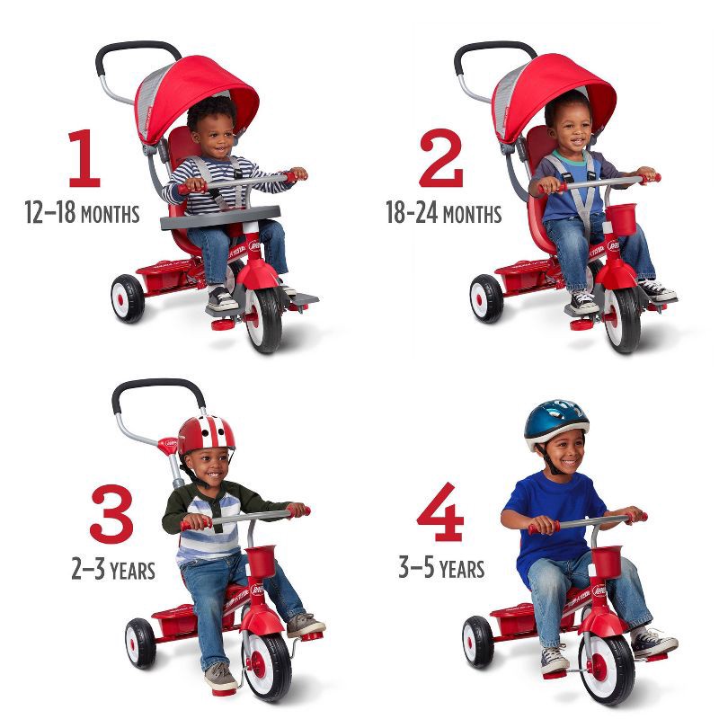 slide 2 of 30, Radio Flyer 4-in-1 Stroll 'N Trike - Red: Adjustable Seat, Steel Frame, Ages 1-5, 1 ct