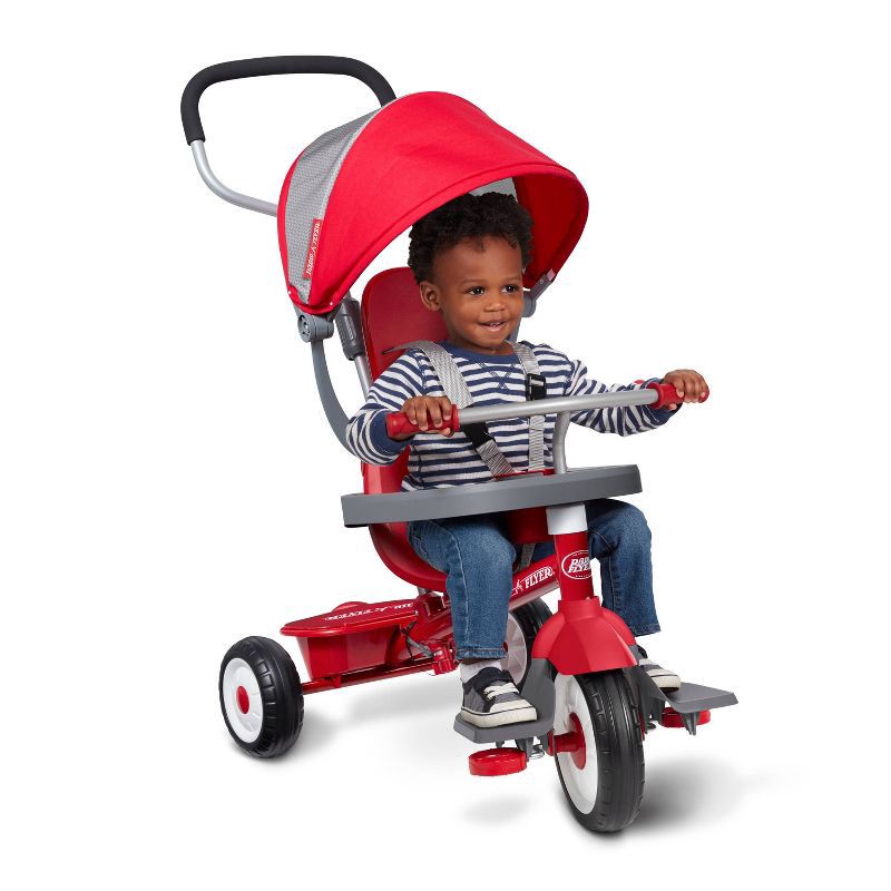 slide 14 of 30, Radio Flyer 4-in-1 Stroll 'N Trike - Red: Adjustable Seat, Steel Frame, Ages 1-5, 1 ct