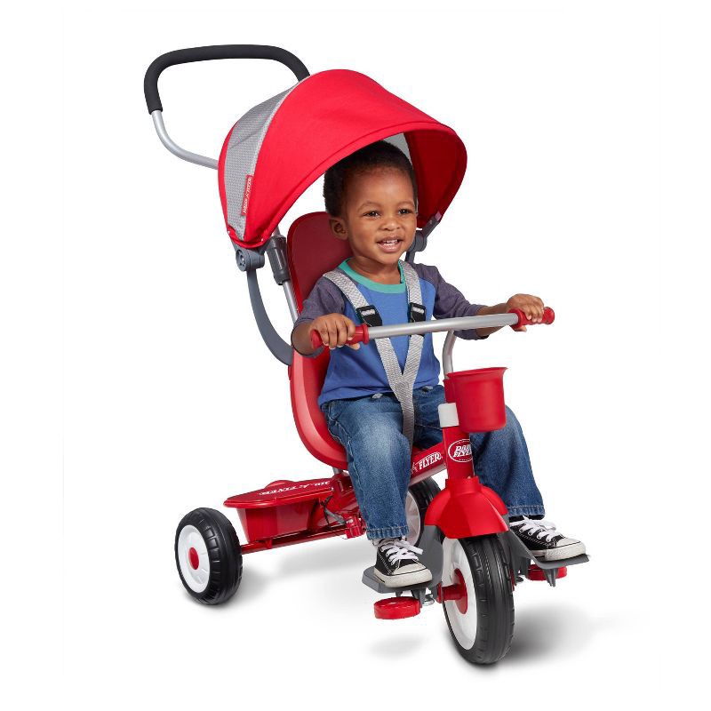 slide 15 of 30, Radio Flyer 4-in-1 Stroll 'N Trike - Red: Adjustable Seat, Steel Frame, Ages 1-5, 1 ct
