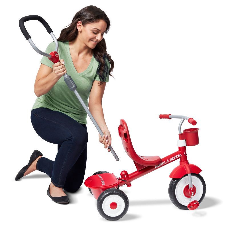 slide 10 of 30, Radio Flyer 4-in-1 Stroll 'N Trike - Red: Adjustable Seat, Steel Frame, Ages 1-5, 1 ct