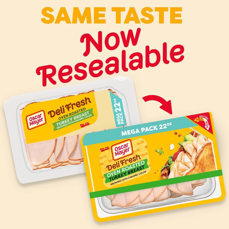 slide 3 of 9, Oscar Mayer Deli Fresh Oven Roasted Turkey Breast Sliced Lunch Meat Mega Pack - 22oz, 22 oz