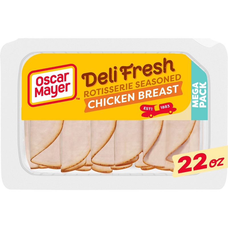 slide 1 of 9, Oscar Mayer Deli Fresh Rotisserie Seasoned Chicken Breast Sliced Lunch Meat Mega Pack - 22oz, 22 oz