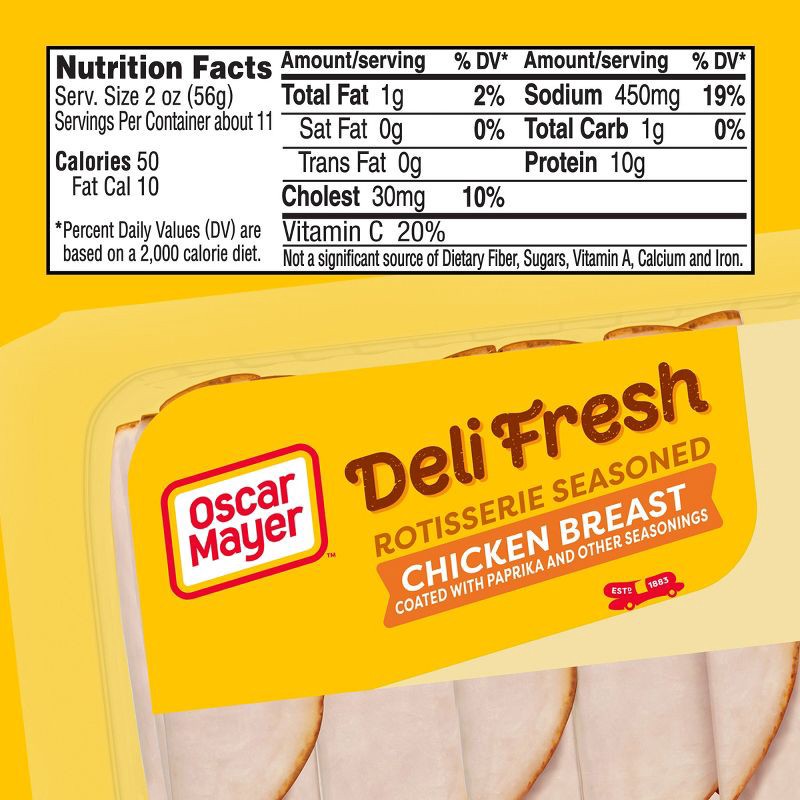 slide 7 of 9, Oscar Mayer Deli Fresh Rotisserie Seasoned Chicken Breast Sliced Lunch Meat Mega Pack - 22oz, 22 oz