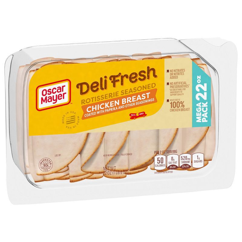 slide 9 of 9, Oscar Mayer Deli Fresh Rotisserie Seasoned Chicken Breast Sliced Lunch Meat Mega Pack - 22oz, 22 oz