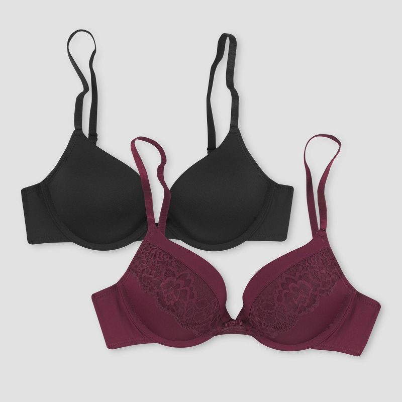 Maidenform Self Expressions Women's 2pk Push-Up Bra SE5757 - Black/Red 34D  2 ct