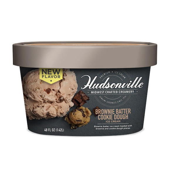 slide 1 of 1, Hudsonville Brownie Batter Cookie Dough Ice Cream, 48 oz