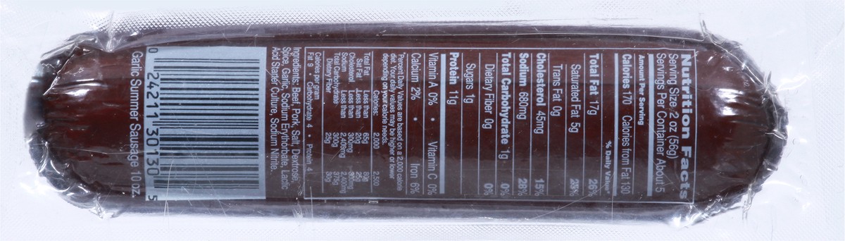 slide 9 of 9, Nueske's Garlic Summer Sausage 10 oz, 10 oz