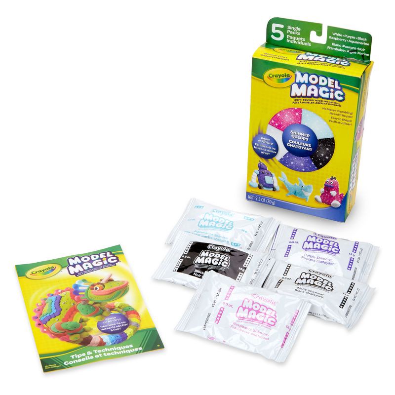 slide 2 of 7, Model Magic Modeling Clay 5ct Shimmer - Crayola: Non-Drying, Reusable, Non-Toxic Clay for Kids, Ages 3+, Creative Thinking, 5 ct