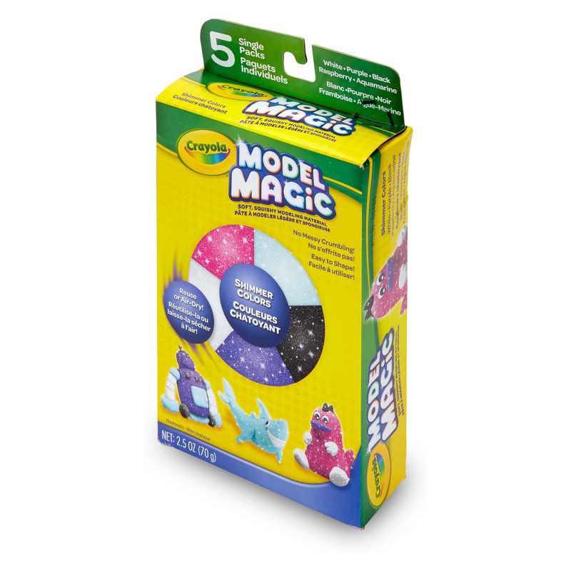 slide 5 of 7, Model Magic Modeling Clay 5ct Shimmer - Crayola: Non-Drying, Reusable, Non-Toxic Clay for Kids, Ages 3+, Creative Thinking, 5 ct