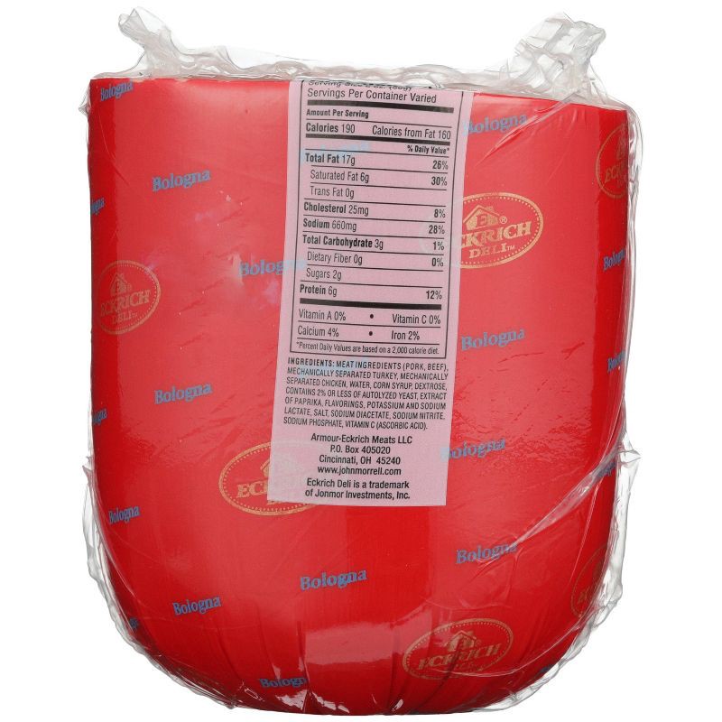 slide 4 of 4, Eckrich Deli Beef Bologna - Deli Fresh Sliced - price per lb, per lb