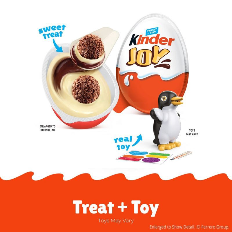 slide 3 of 7, Kinder Joy Sweet Cream Topped with Cocoa Wafer Bites Milk Chocolate Treat + Toy Candy - 0.7oz, 0.7 oz
