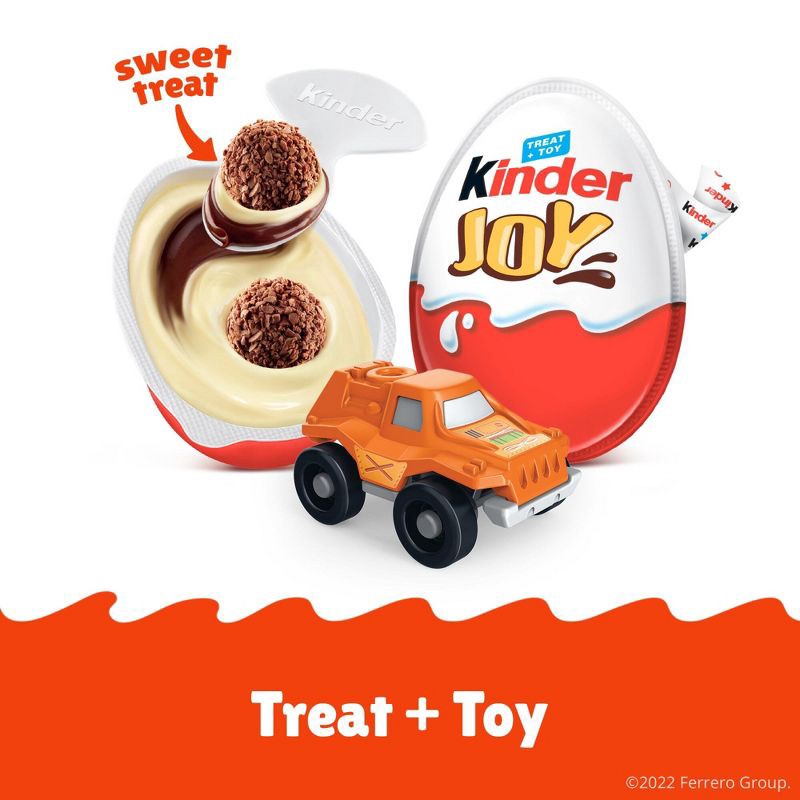 slide 3 of 8, Kinder Joy Sweet Cream Topped with Cocoa Wafer Bites Milk Chocolate Treat + Toy Candy - 0.7oz, 0.7 oz