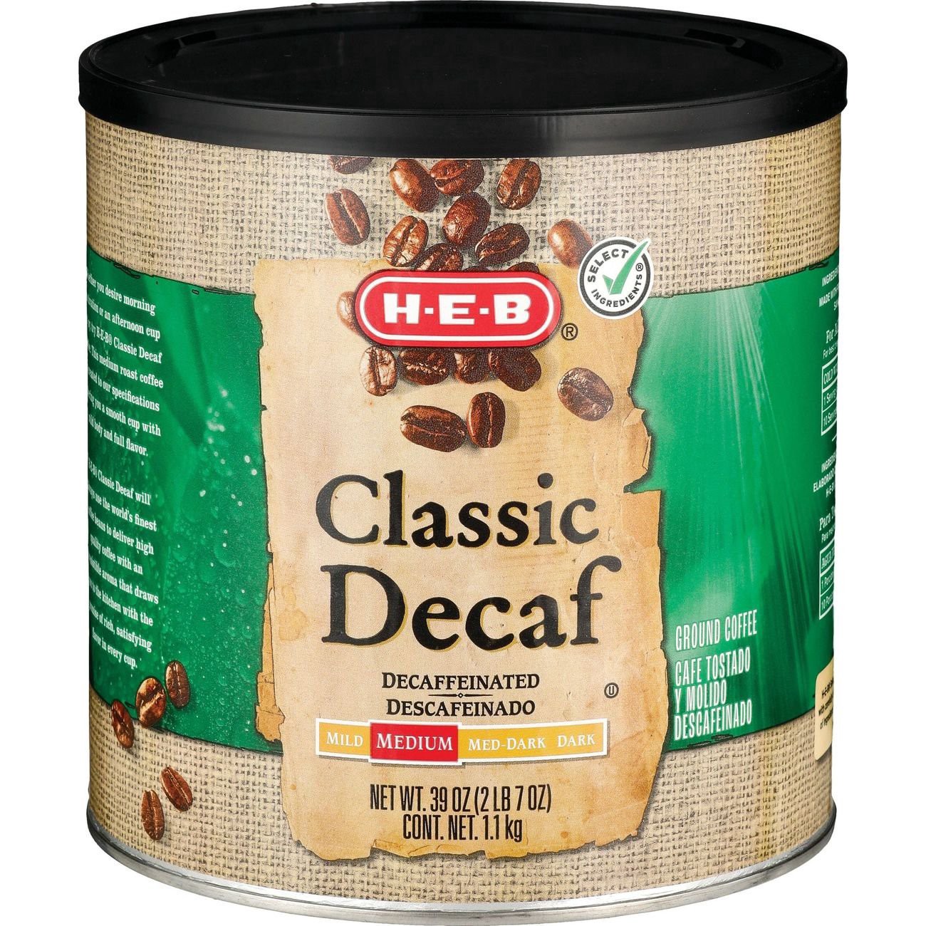 slide 1 of 1, H-E-B Ground Classic Decaf Medium Coffee - 39 oz, 39 oz