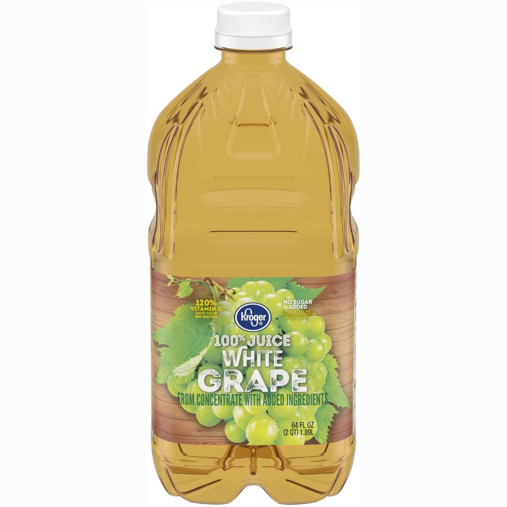 slide 2 of 2, Kroger 100% White Grape Juice From Concentrate No Sugar Added Bottle, 64 fl oz
