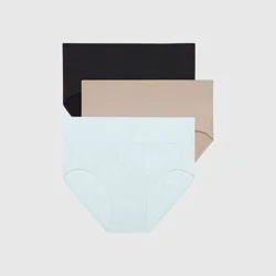Hanes Premium Women's 3pk Smoothing Seamless Briefs Underwear - Basic Pack Beige/Light Brown/Black 7: Mid Rise Knit