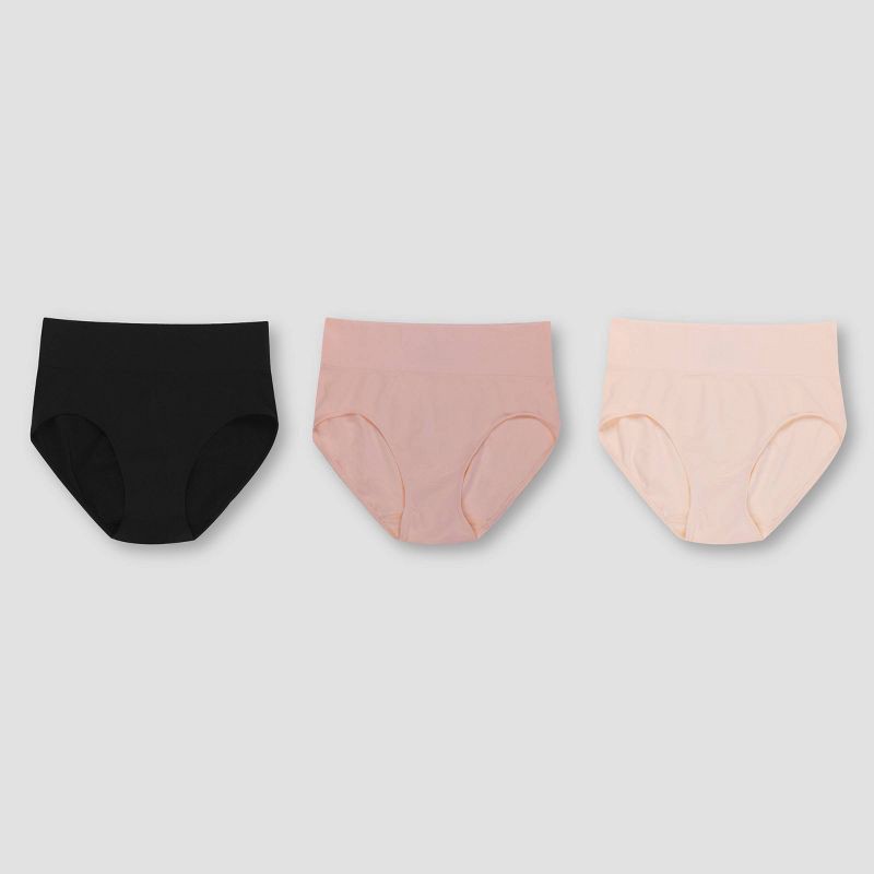 slide 1 of 5, Hanes Premium Women's 3pk Smoothing Seamless Briefs Underwear - Basic Pack Beige/Light Brown/Black 9, 3 ct