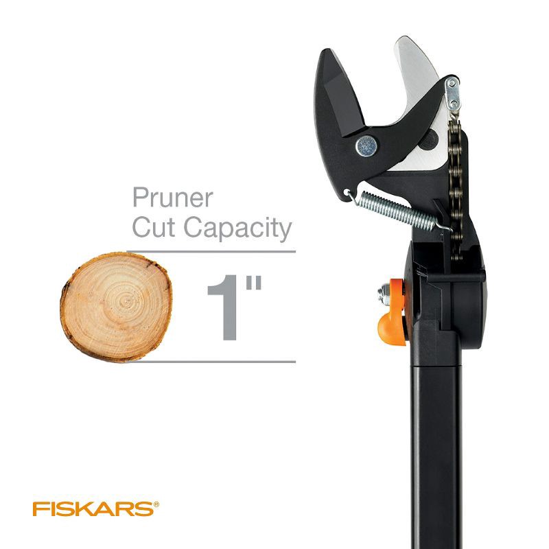 slide 3 of 11, Fiskars 5' Pruning Stik Tree Pruner: Extendable, Handheld Garden Shears, 61.75" Height, 2" Blade Width, 1 ct