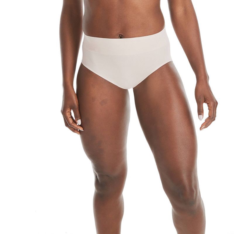 slide 3 of 6, Hanes Premium Women's 3pk Hi Cut Brief Seamless Smoothing Underwear - Black/Beige 6, 3 ct