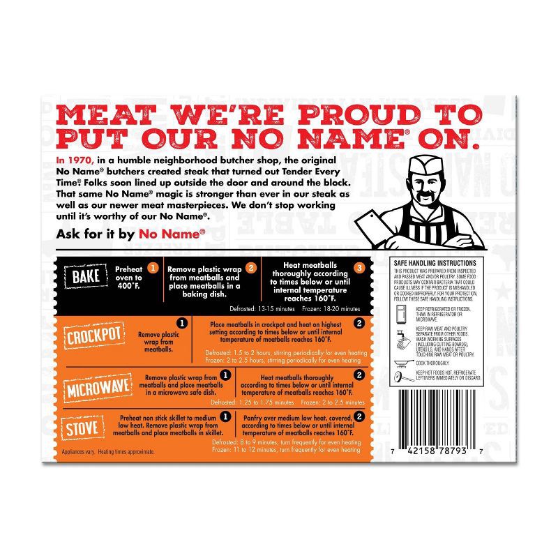 slide 2 of 3, No Name Original Meatballs - Frozen - 20oz/40ct, 20 oz, 40 ct