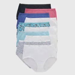 Hanes Women's 10pk Briefs Full Coverage Breathable Cotton Moisture Wicking Underwear - Colors May Vary 9