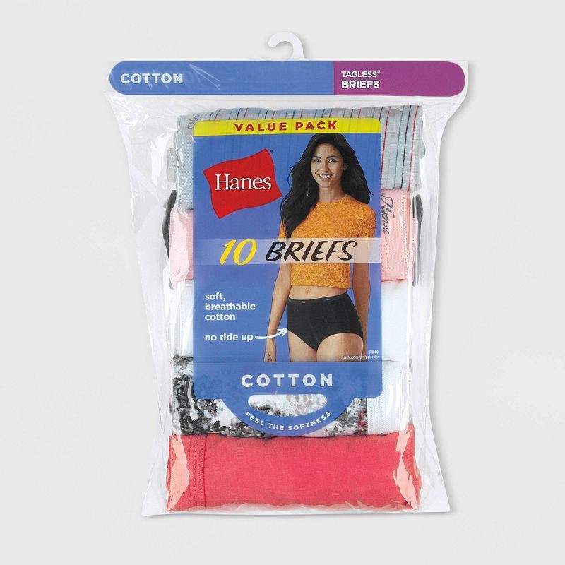 slide 2 of 5, Hanes Women's 10pk Cotton Classic Briefs - Colors May Vary 10, 10 ct