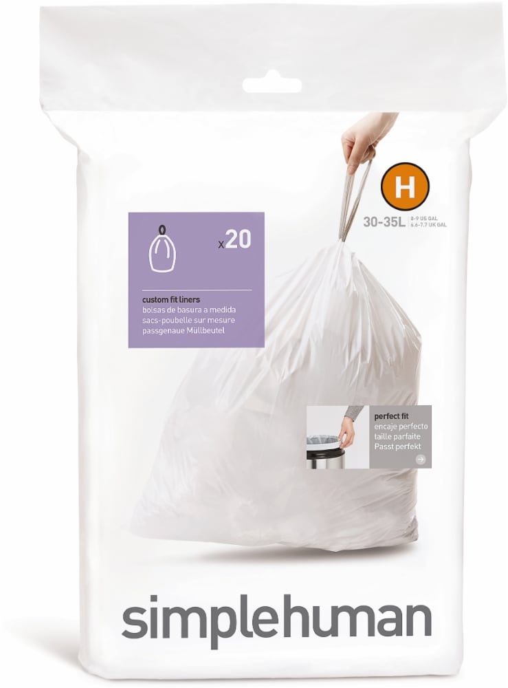 slide 1 of 1, simplehuman Code H 30-35-Liter Custom-Fit Liners, 30 ct; 35 liter