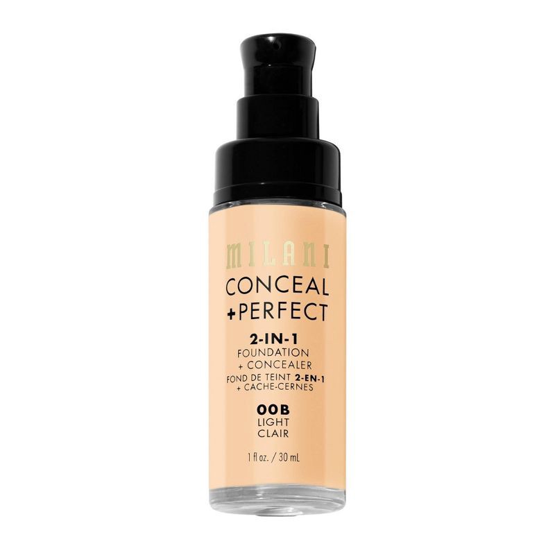 slide 4 of 6, Milani Conceal + Perfect 2-in-1 Foundation + Concealer - 00B Light - 1 fl oz, 1 fl oz