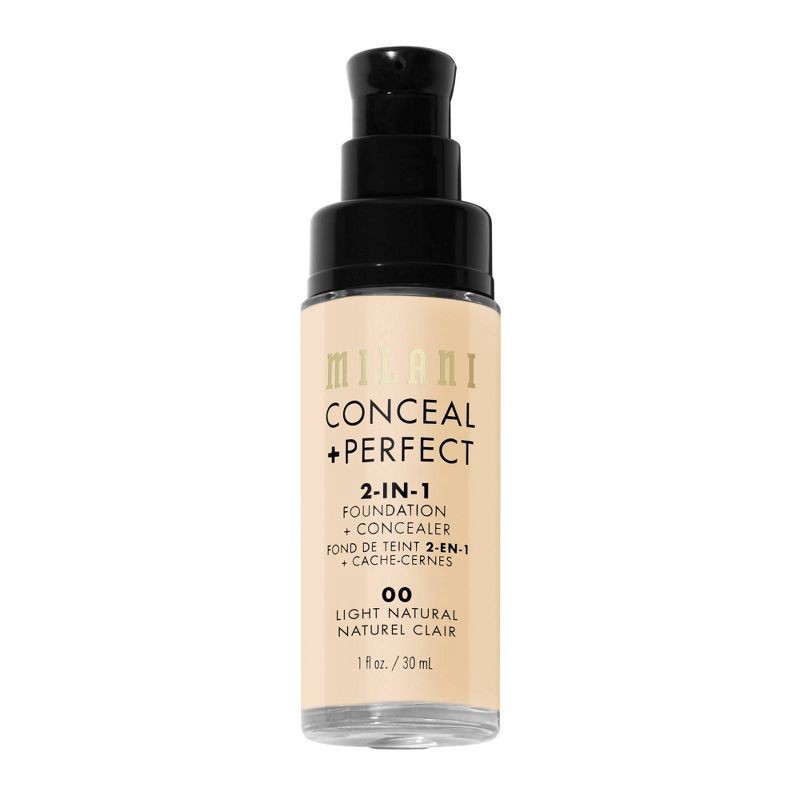 slide 4 of 6, Milani Conceal + Perfect 2-in-1 Foundation + Concealer - 00 Light Natural - 1 fl oz, 1 fl oz