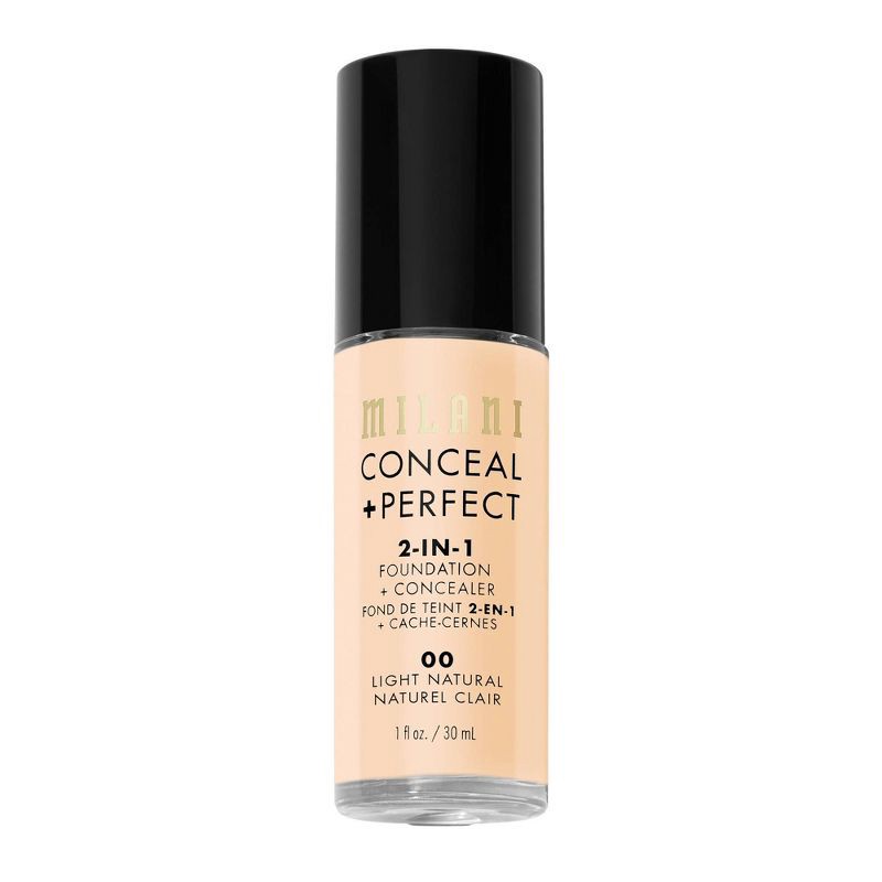 slide 5 of 6, Milani Conceal + Perfect 2-in-1 Foundation + Concealer - 00 Light Natural - 1 fl oz, 1 fl oz