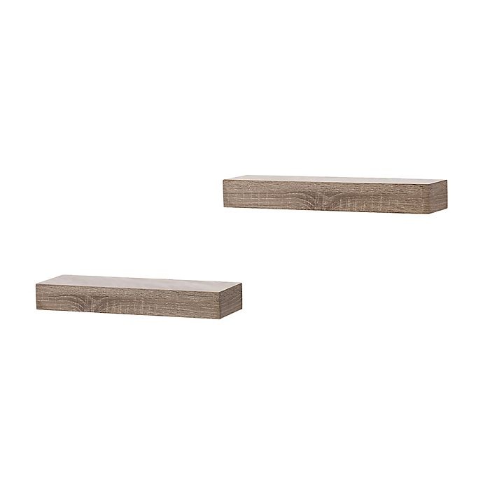 slide 1 of 2, Simply Essential Wood Shelf Set - Rustic Grey, 2 ct