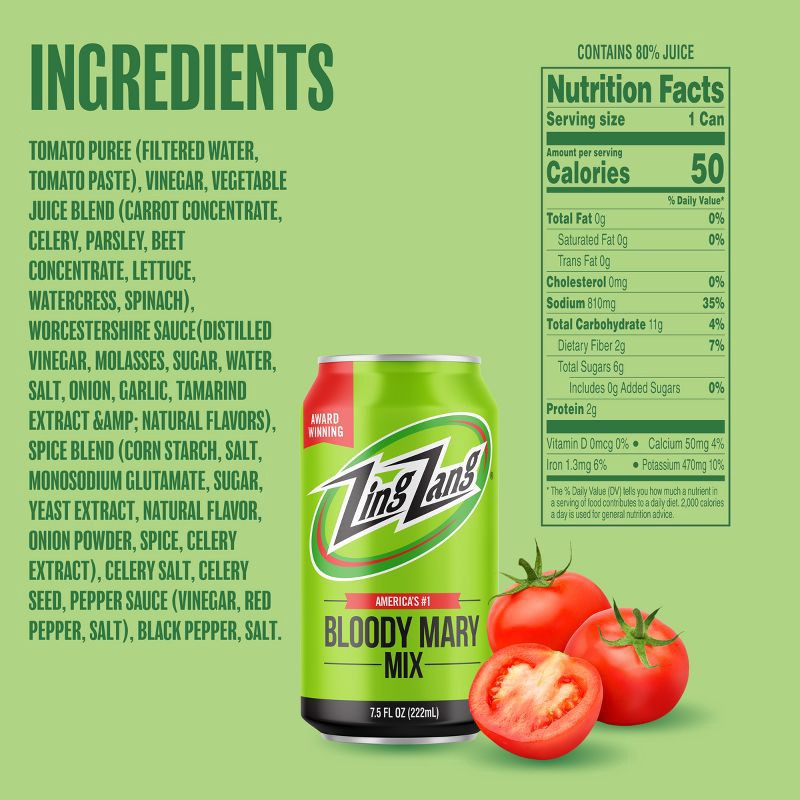slide 4 of 8, Zing Zang Bloody Mary Mix - 6pk/7.5 fl oz Cans, 6 ct; 7.5 fl oz