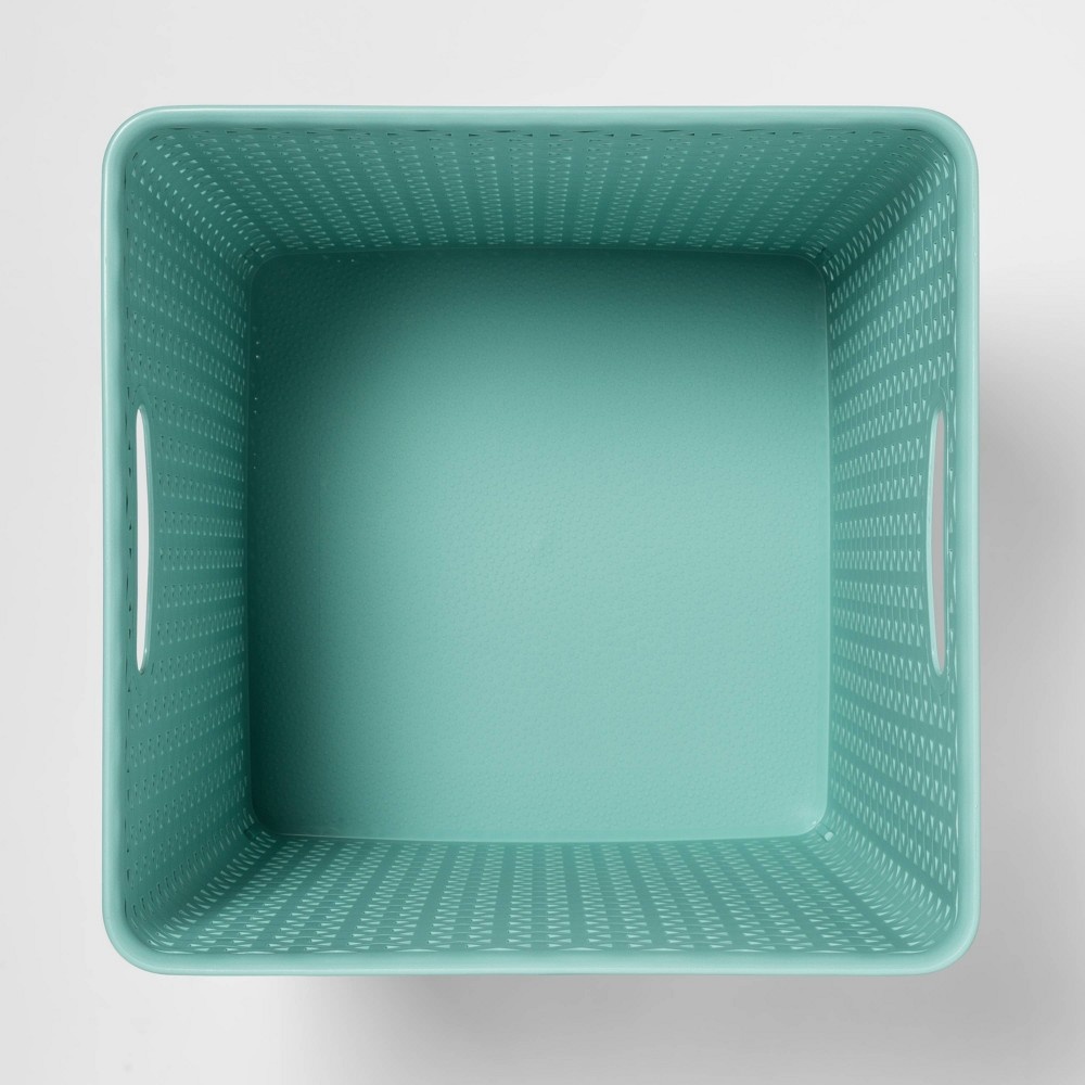 slide 3 of 3, Y-Weave 13" Cube Decorative Storage Basket Jade Dust - Room Essentials, 1 ct