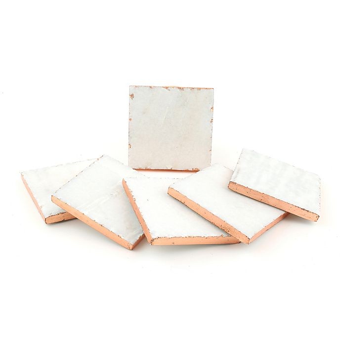 slide 1 of 1, Thirstystone White Marble with Copper Edge Square Single Coaster, 1 ct