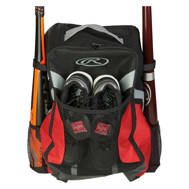 slide 2 of 4, Rawlings Youth Baseball Backpack - Black/Red, 1 ct