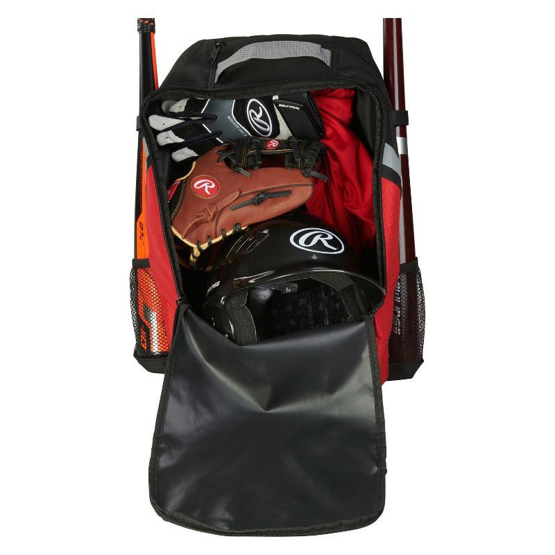 slide 1 of 4, Rawlings Youth Baseball Backpack - Black/Red, 1 ct