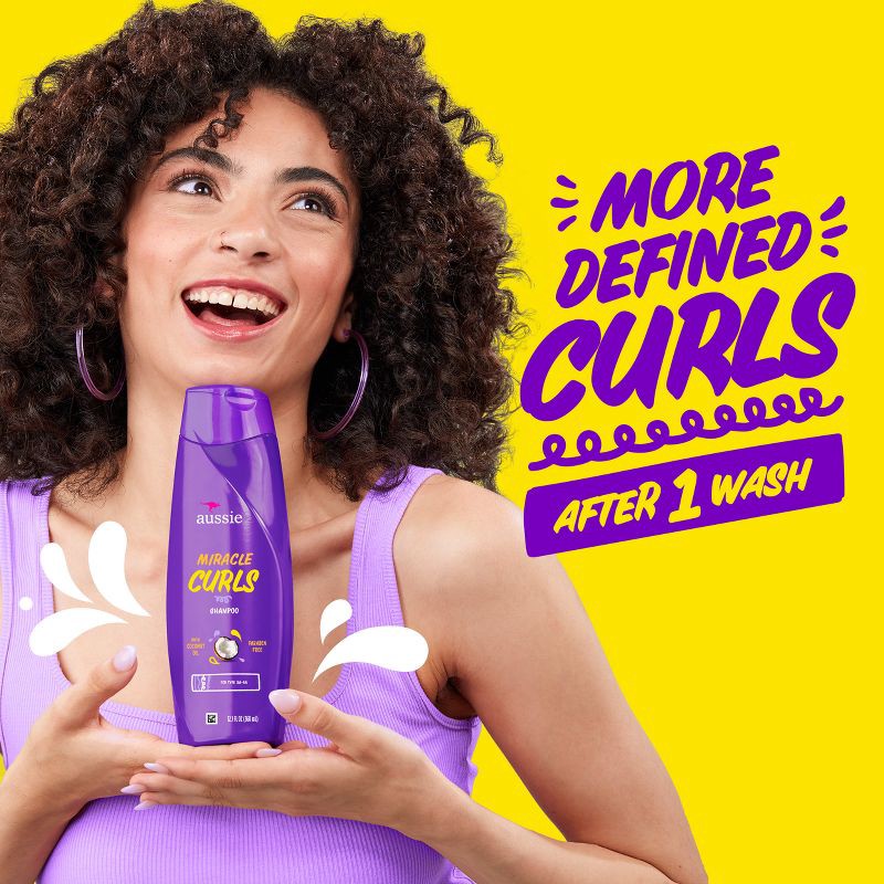 slide 4 of 8, Aussie Paraben-Free Miracle Curls Shampoo with Coconut & Jojoba Oil For Curly Hair - 12.1 fl oz, 12.1 fl oz