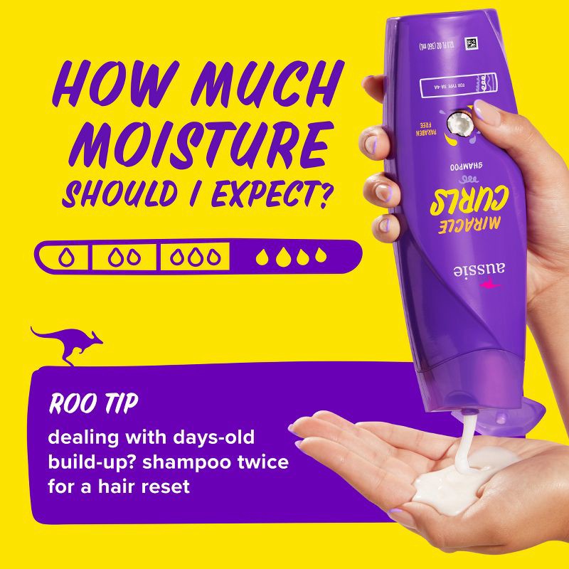 slide 5 of 8, Aussie Paraben-Free Miracle Curls Shampoo with Coconut & Jojoba Oil For Curly Hair - 12.1 fl oz, 12.1 fl oz