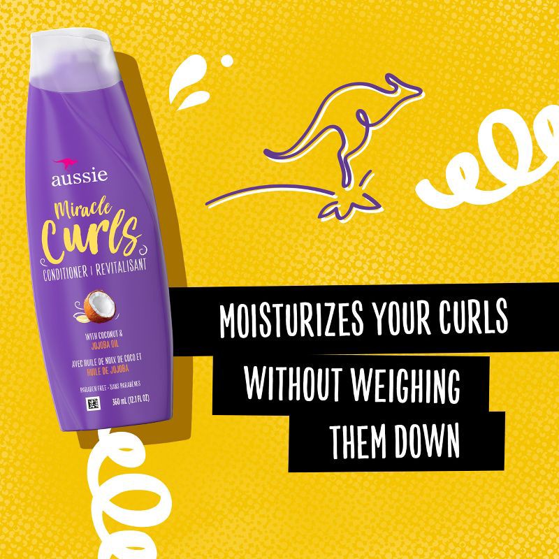 slide 2 of 9, Aussie Paraben-Free Miracle Curls Conditioner with Coconut & Jojoba Oil For Curly Hair - 12.1 fl oz, 12.1 fl oz