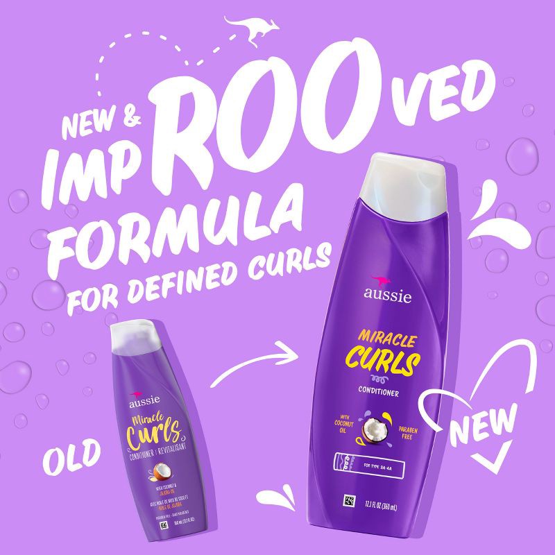 slide 2 of 9, Aussie Paraben-Free Miracle Curls Conditioner with Coconut & Jojoba Oil For Curly Hair - 12.1 fl oz, 12.1 fl oz